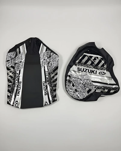 Funda Asiento + Funda Tanque P/ Suzuki Dr 350 Negro - Gris Negro