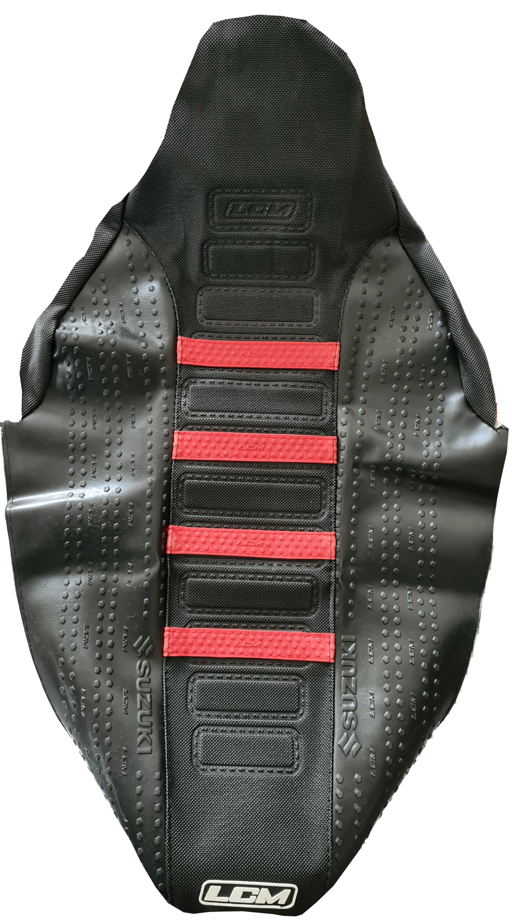 Funda Asiento LCM Ultra Gripp para Suzuki RM-Z 250 RM-Z 450 - 2004-2025 - Negro / Negro / Rojo
