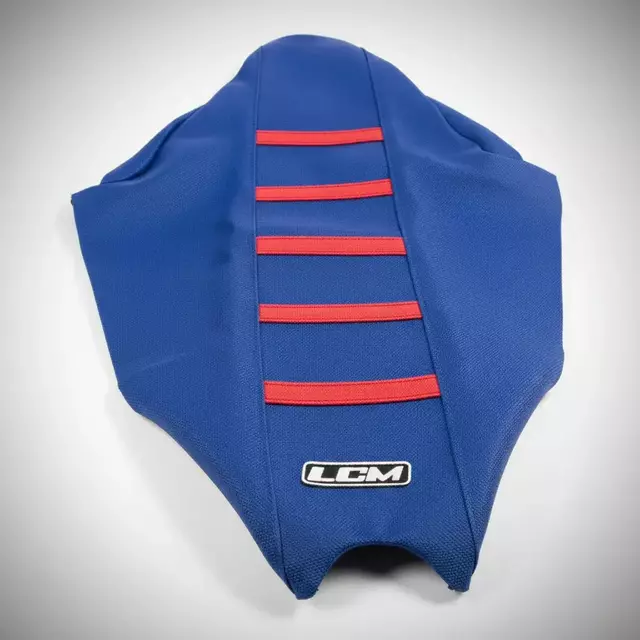 Funda Asiento LCM Ultragrip Beta RR 250/300/350/450 (2004-2021) - Clásic Azul tiras Rojas