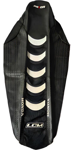 Funda Asiento Para Crf 450 2014 - 22 Negra Gajos Blancos Lcm Negro