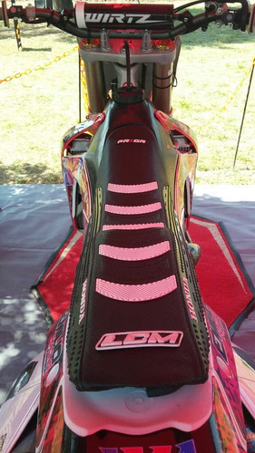 Funda Asiento Para Crf 450 2014 - 22 Negra Gajos Blancos Lcm Negro — foto 4