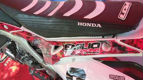 Funda Asiento Para Crf 450 2014 - 22 Negra Gajos Blancos Lcm Negro — foto 6