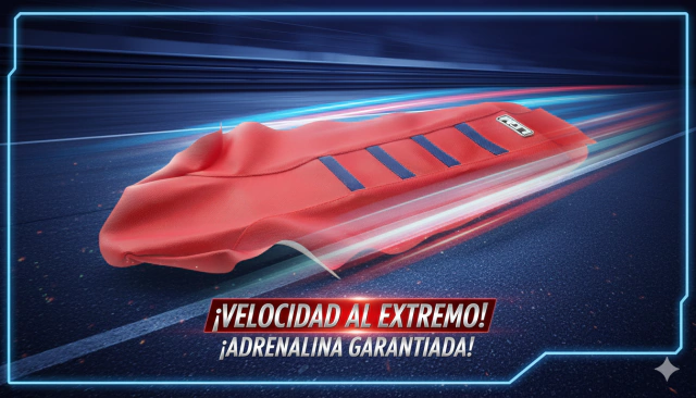 Funda Asiento para Honda CRF450 13-20 / CRF250 13-22 Rojo 4 Tiras Azules Ultragrip — foto 2