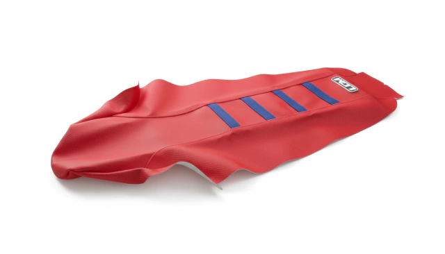 Funda Asiento para Honda CRF450 13-20 / CRF250 13-22 Rojo 4 Tiras Azules Ultragrip — foto 3