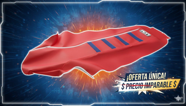Funda Asiento para Honda CRF450 13-20 / CRF250 13-22 Rojo 4 Tiras Azules Ultragrip — foto 4