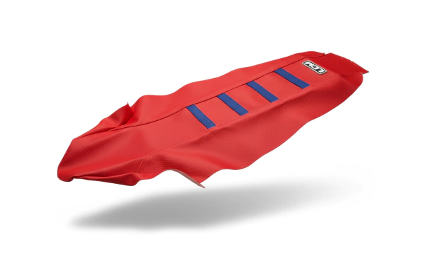 Funda Asiento para Honda CRF450 13-20 / CRF250 13-22 Rojo 4 Tiras Azules Ultragrip — foto 6