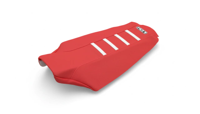 Funda Asiento para Honda CRF450 13-20 / CRF250 13-22 Rojo 4 Tiras Blancas Ultragrip — foto 4