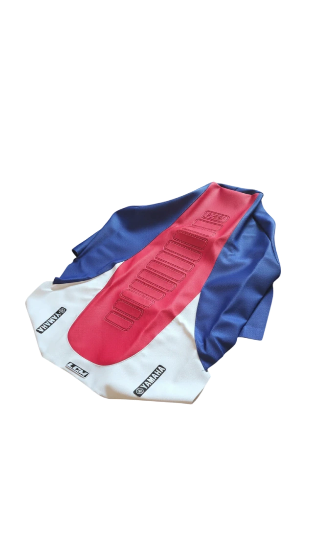 Funda Asiento Ultragrip para Yamaha Banshee 350 Todos Los Años LCM - Azul con rojo y blanco
