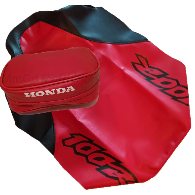 Funda de asiento + Bolso porta herramientas para Honda XR100 / XR100R 1998 - 99 - Color Rojo Negro