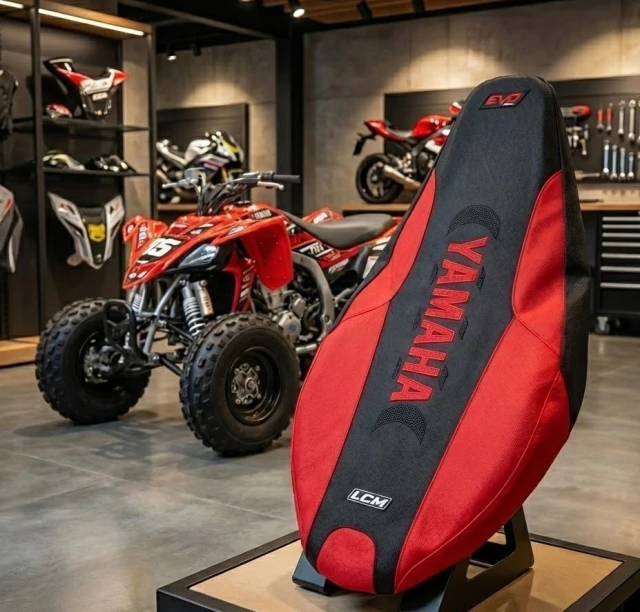 Funda de Asiento para Yamaha YFZ450R - Negro y Rojo Ultragrip LCM — foto 3