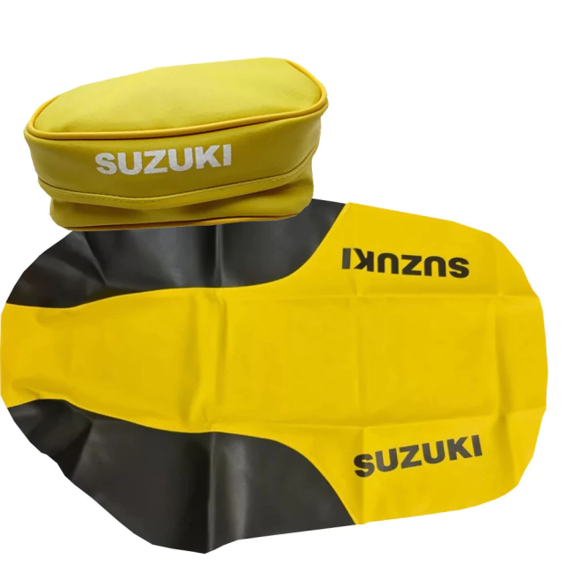 Funda de Asiento Tapizado + Bolso Porta Herramientas para Suzuki DR350 / DR 350 - DR250 / DR 250 - Cuero sintetico Amarillo - 1998