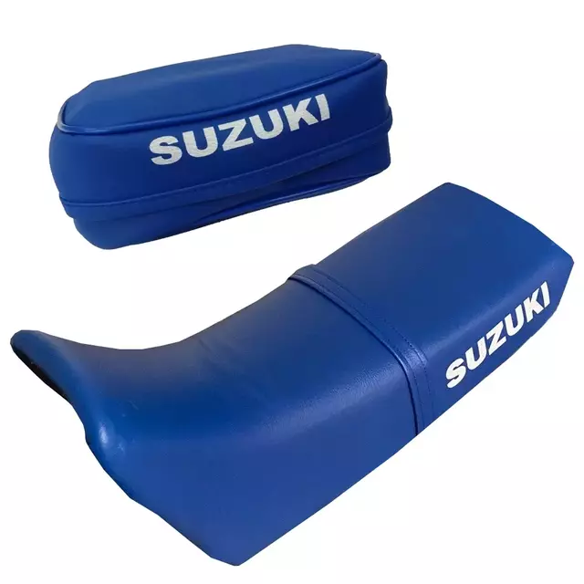 Suzuki DR250 / DR 250 - Funda de Asiento Tapizado + Bolso Porta Herramientas - Cuero sintetico Azul
