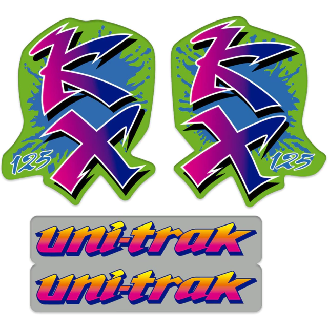 Gráficas de Tanque + "UNI-TRACK" para Kawasaki KX125 KX 125 | Laminado Grueso + Microcortes