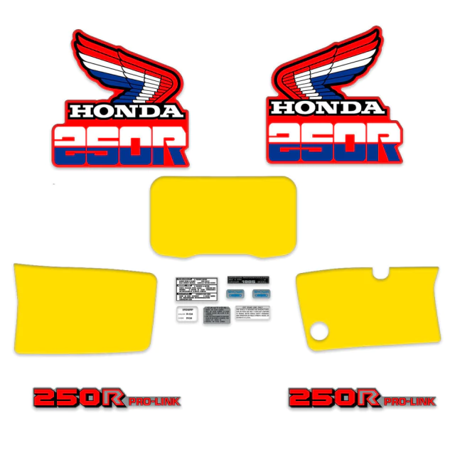 Kit Completo de Gráficas para Honda XR250R 1985 - Vinilo Premium - Incluye Calcos de Advertencia