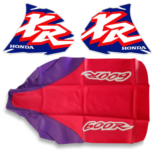 Kit de Gráficas de Tanque + Tapizado de Asiento para Honda XR600 / XR600R 1996 | Violeta / Premium