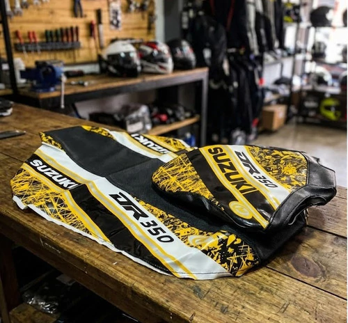 Kit Funda Asiento Y Funda Tanque Suzuki Dr 350 Dr350 Ama Amarillo — foto 3