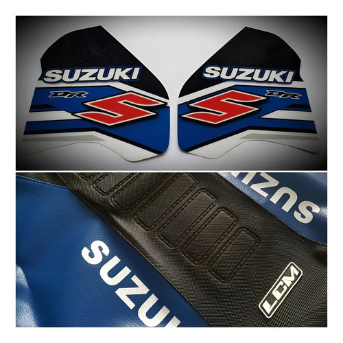 Kit Gráfica + Funda De Asiento Ultra Grip Suzuki Dr350 Azul Azul
