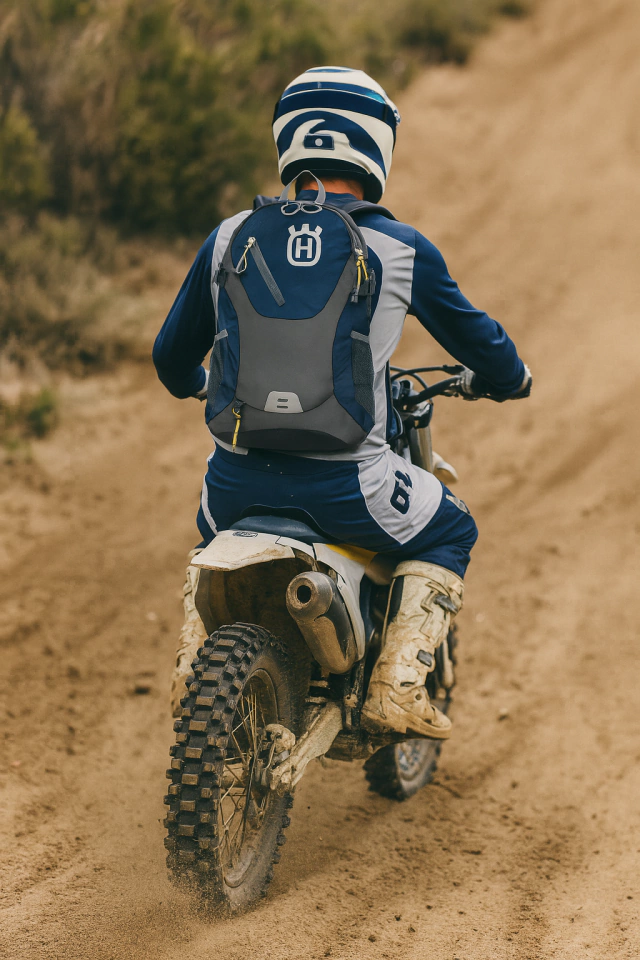 Mochila Impermeable Resistente Azul Para Amantes De Motos Husqvarna — foto 2