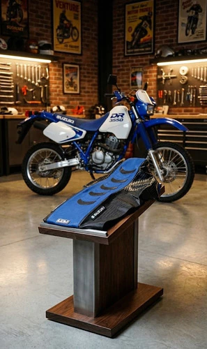 Suzuki Dr250 Dr 250 Funda Asiento Grip Azul Negro Azul — foto 2