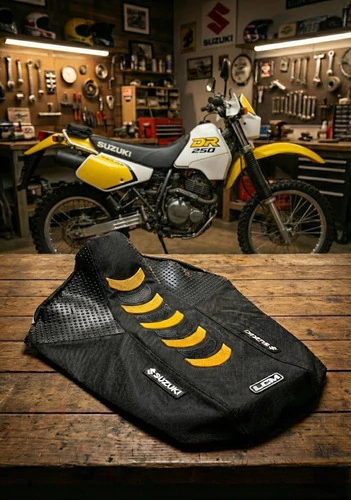 Suzuki Dr250 Dr 250 Funda Asiento Grip Negra Amarilla Negro